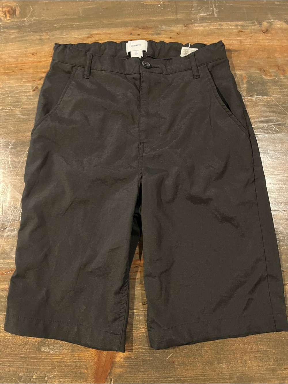 Old Navy Black Boys Pull-On Flat Front Shorts